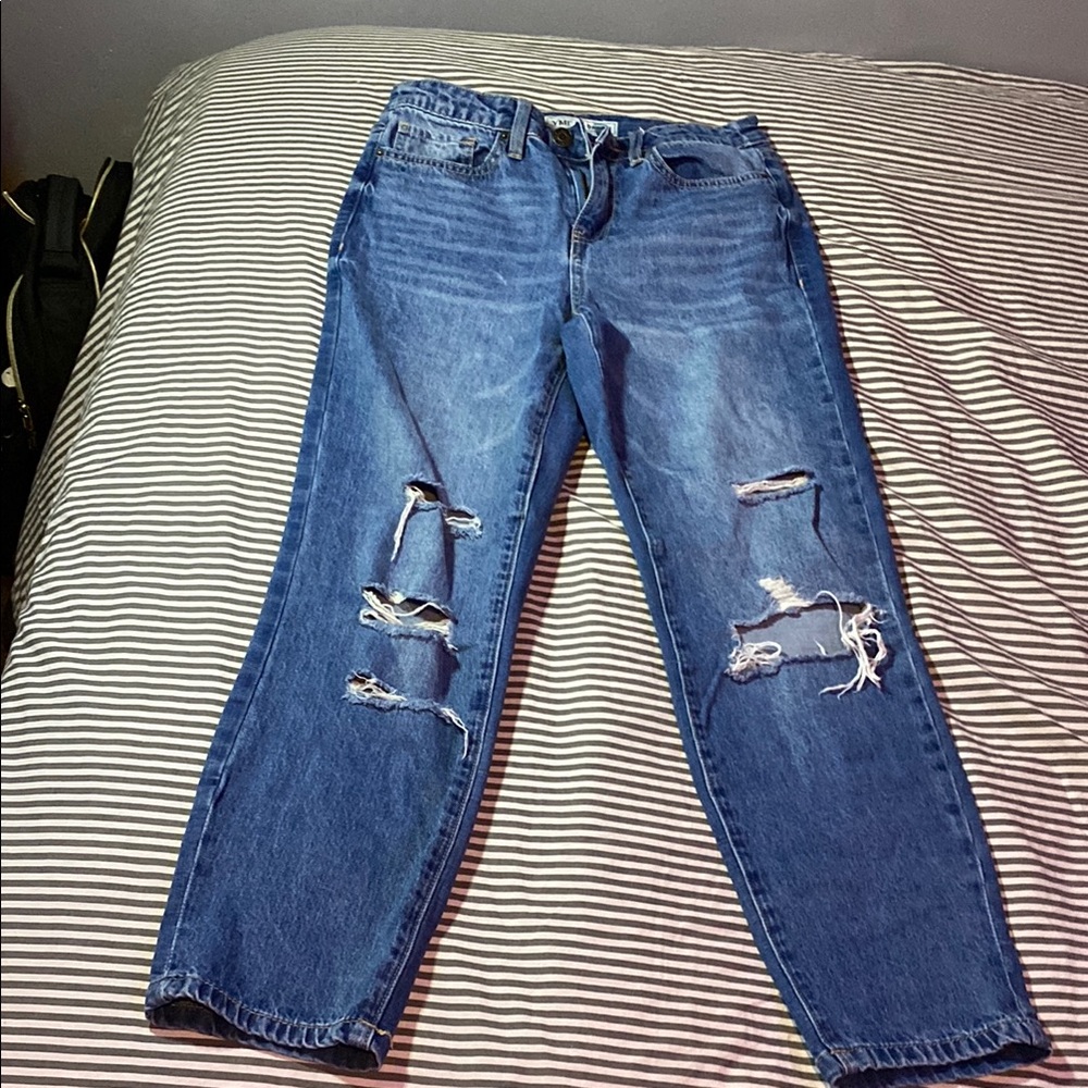 Distressed Blue Jeans
